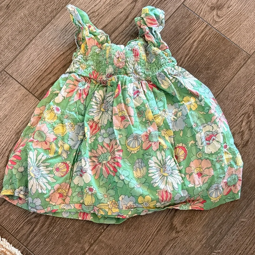 Gap Baby Girl Green‎ Floral Summer Sundress 2